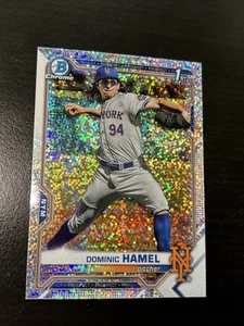 2021 Bowman Chrome Draft Sparkle Refractor DOMINIC HAMEL 1st Bowman METS #BDC-60 - Picture 1 of 7