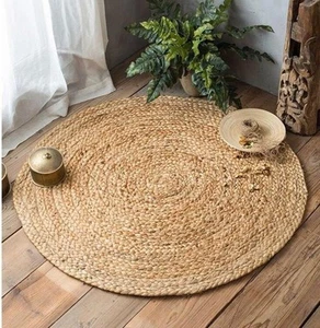 MDS Pack of 1 Handwoven Braided Jute Area Rug - 4 feet Round - Natural Revers... - Picture 1 of 6