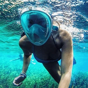 Option: Mask Only,Mask Color: Turquoise - Full Face Snorkel Mask - Zdjęcie 1 z 1
