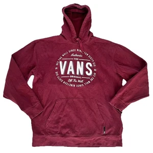 VANS Off The Wall Hoodie Sweatshirt Mens XL Red Burgundy Handwarmer Pocket - Picture 1 of 8