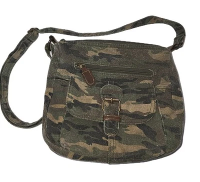 Камуфляж зеленый армия / военные, женщин через плечо наплечная сумка сумочка w/коричневый акцент - Изображение 1 из 4