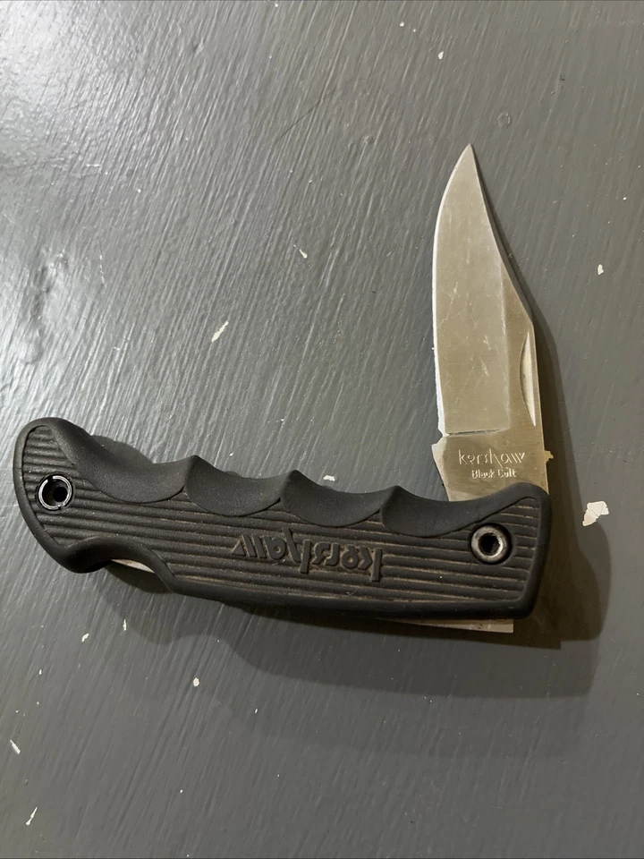 Navaja de bolsillo plegable vintage Kershaw Black Colt 1045 Japón y funda de nailon negra Foto 1 de 4