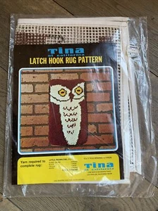 Vintage Owl Latch Hook Rug Pattern Tina Of California Little Brown 10x17” NOS - Picture 1 of 4