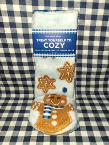 ALL NEW 2-Pair GINGHAM & GINGERBREAD Shea-Infused Lounge Socks Bath & Body Works - Picture 1 of 2