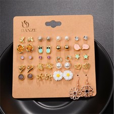 20pair/Set Jewelry Fashion Ear Gift Girl Pearl Stud Crystal Earrings New