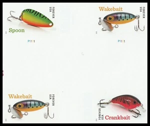 US 5965c Freshwater Fishing Lures imperf NDC cross gutter block 4 MNH 2025 - Picture 1 of 1