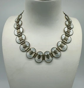 VTG Signed Scandinavian Modernist Sterling White Enamel Necklace 64.8g #bdp - Picture 1 of 15