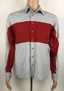 FOX RACING MEN'S BUTTON UP FRONT Long Sleeve SHIRT Size Small Red & Gray - Picture 1 of 9