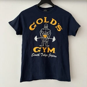 VTG Golds Gym Shirt South Tokyo Japan Mens Size Small Bodybuilder Navy Blue Tee - Picture 1 of 5
