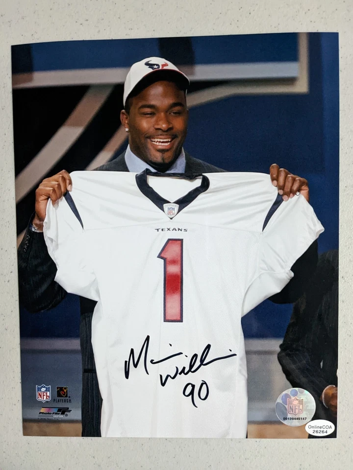 FOTO de fútbol americano 8x10 firmada por Mario Williams NFL NCAA NC certificado de autenticidad automático B Foto 1 de 1