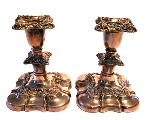 Pair of Birks Ellis England Regency Silverplated Candlestick Holders Weighted 5" - Picture 1 of 18