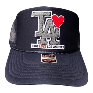TRUE LOVE LOS ANGELES :: charity TRUCKER HATS for LAFD CA FIRE RELIEF :: Navy - Picture 1 of 5