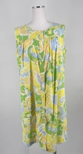 Vintage Miss Elaine 70s Patterned Front Snap Nightgown Nightie Size Large - Picture 1 of 5