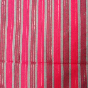 Christmas Sewing Fabric Red Green Metallic Stripe Fabric Woven Cotton 4.44 Yards - Picture 1 of 7