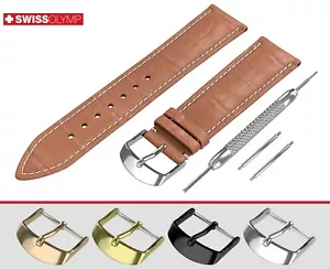 Per BREITLING Cinturino Orologio in Vera Pelle Marrone Chiaro per Fibbia Chiusura Spilli - Foto 1 di 12