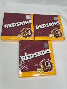 Lot Of 3 Washington Redskins Napkins 36 - 2 PLY Football Party Playoffs NFL 6.5” - Picture 1 of 3