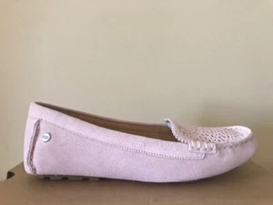 UGG W CLAIR PERFORATED SUEDE LOAFERS/MOCCASINS SIZE 5.5 IN SEASHELL COLOR - Picture 1 of 5
