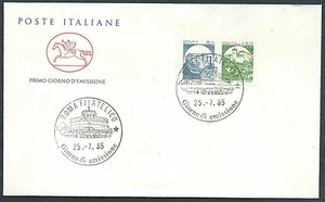 1985 ITALIA FDC CAVALLINO CASTELLI BOBINA 450+50 LIRE NO TIMBRO ARRIVO CV1985-2 - Picture 1 of 1