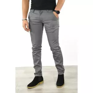 Men's Stretch Dress Pants Slim Fit Skinny Chino Pants - Picture 1 of 12