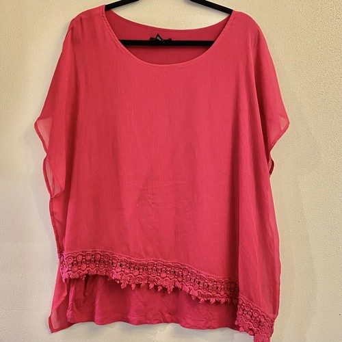 Camicetta Alyx fucsia 2XL pizzo tunica cappuccio maniche
