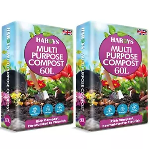 Hardys 120 Litre Multi All Purpose Compost 2x 60L Bags Containers Basket Garden - Picture 1 of 7
