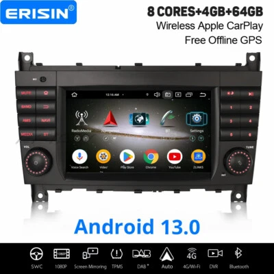 64GB Android 14 Navi DAB+ Autoradio CarPlay WLAN 4G Mercedes C/CLC/G-Klasse W203 - Bild 1 von 4