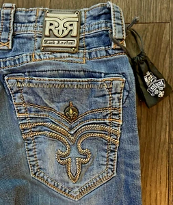 Mens Rock Revival "PALFREY" Faux Flap Pockets Boot Jeans 31x33 - Picture 1 of 14