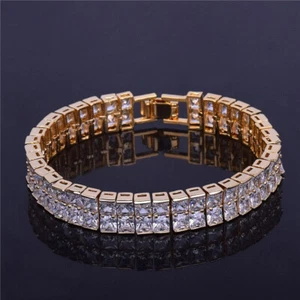 Tennis Chain Bling Bracelet Rapper Men Gold Silver Plated Anklet Hip Hop Jewelry - Picture 1 of 5