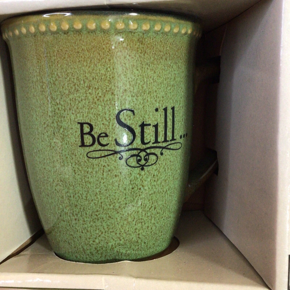 Christian Art Gifts Sage Green "be Still" Verse Mug