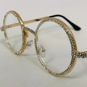 Full Diamond Round Men Women EyeGlasses Hiphop Shades Bling Style Quevo Model - Picture 1 of 10