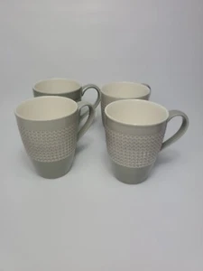 Set of 4 Mikasa Crisscross Grey Stoneware Coffee Mug Cup - Picture 1 of 6