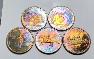 TONED 1999 S WASHINGTON STATE QUARTER CLAD PROOF 5 COIN SET UNC #BX11 - Image 1 of 4