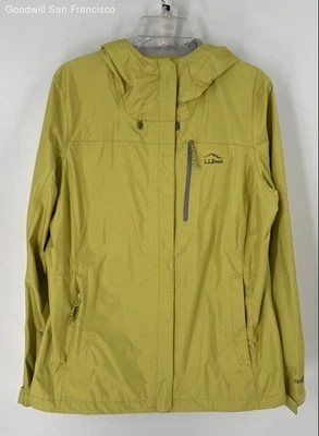 L.L. Bean Yellow Trail Model Long Sleeve Pockets Hooded Rain Womens Jacket Large - Image 1 of 3