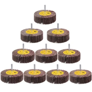 10 Pack Abrasive Flap Wheel Set, 3.2"X 1" X1/4" Shank Aluminum Oxide Sanding ... - Picture 1 of 6