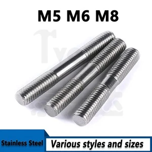 Double End Threaded Rod Bar Bolt Stud Connectors A2 304 Stainless Steel M5 M6 M8 - Picture 1 of 7