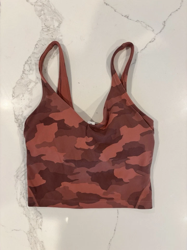 Camiseta sin mangas corta Lululemon Align negra, talla 0, sujetador deportivo de yoga gimnasio camuflaje Brier Rose Foto 1 de 3