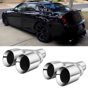 2.5" In/3.5" Outlet 9.5" Dual Wall Slant Exhaust Tip For Chrysler 300C 300M SRT8 - Picture 1 of 17