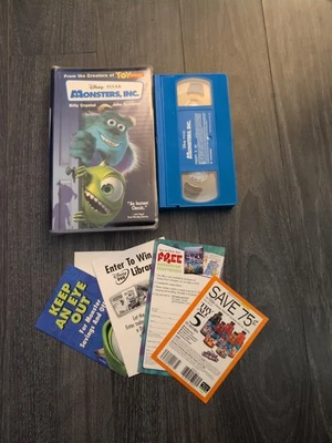 Monsters Inc VHS 2002 Disney Pixar Blue Tape Insert Clamshell With Ad Inserts - Image 1 of 4