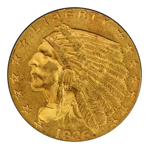 Cuarto de águila india de oro 1926 P $2 1/2 graduación profesional MS-62 - Imagen 1 de 4