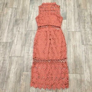 KEEPSAKE Dress Womens Size XS Stay Close Gown Midi Lace Overlay Cutout Paprika - Picture 1 of 13