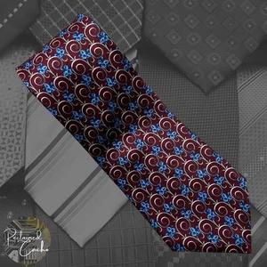 Cravatta cravatta a punta Lord & Taylor marrone e blu floreale a vortice tutta seta - Foto 1 di 6