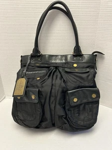 LAUREN Ralph Lauren Nylon/Leder Gummistiefel Tasche schwarz Doppelgriffe - Bild 1 von 14