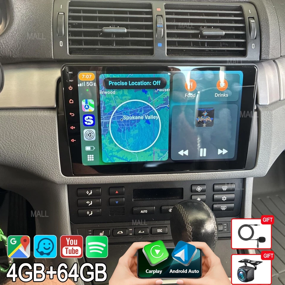 64G Para BMW Serie 3 325i 330i M3 323i E46 99-05 Android Carplay Coche Radio Navegación Foto 1 de 4