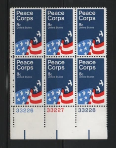 U.S. 1972 Peace Corp 8 cent 6 stamp MNH Plate Block Scott# 1447 - Picture 1 of 1