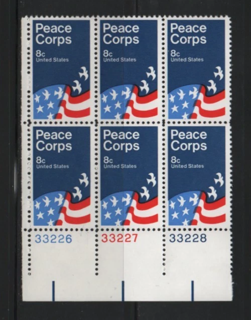 U.S.  1972 Peace Corp 8 cent 6 stamp MNH Plate Block Scott# 1447 - Image 1 of 1