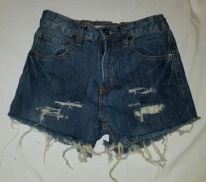 RUSTIC BLUE Girls Sz 12 High Rise Cut Off Blue Jean Shorts 100% Cotton Denim - Picture 1 of 2