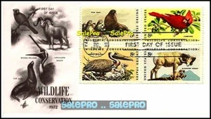 USA 1972 UNITED STATES WILDLIFE CONSERVATION FV FACE 32 CENT STAMP SET COVER FDC - Picture 1 of 2