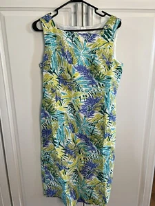 Talbots Pure Silk Dress Size 12 White Floral Print Sleeveless Sheath Dress NWT - Picture 1 of 7