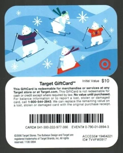 TARGET Skiing Polar Bears ( 2006 ) Gift Card ( $0 ) - RARE - Picture 1 of 1