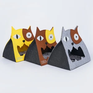 Xmas Creative Cat Design Pet Cat Felt Cave House Sleeping Bed Washable Padding - Picture 1 of 3
